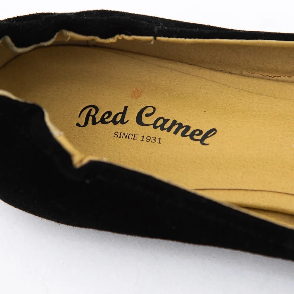 Suede leather ballet flat black with gold accents Red Camel 7
